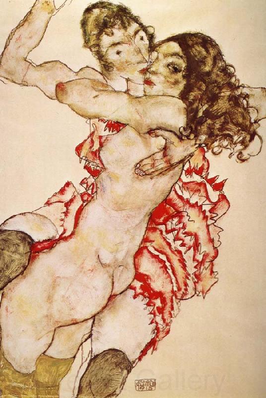 Egon Schiele Two Girls Embracing Each other Germany oil painting art